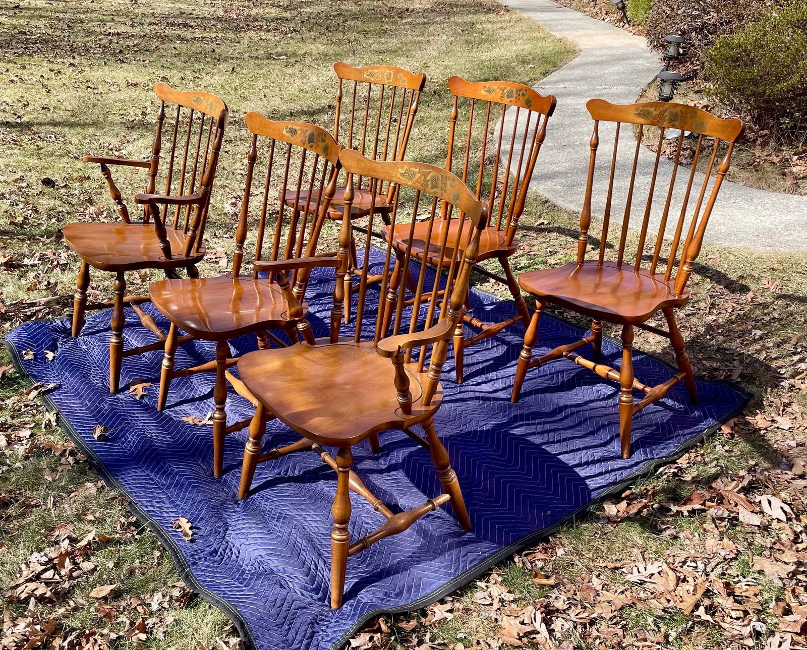 Late 20th Century L. Hitchcock Fan Back Windsor Dining Chairs Set of 6 - 2
