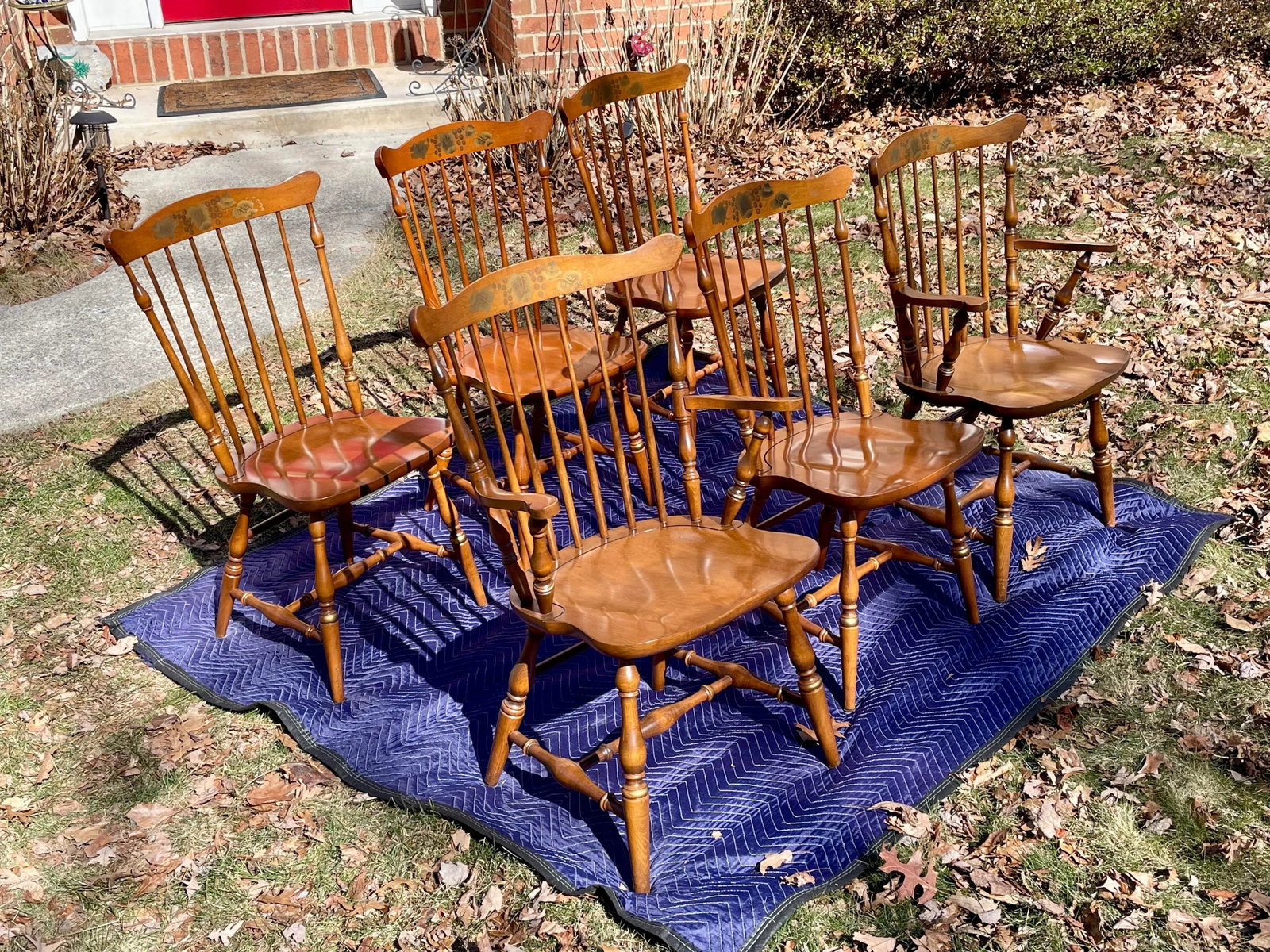 Late 20th Century L. Hitchcock Fan Back Windsor Dining Chairs Set of 6 - 3