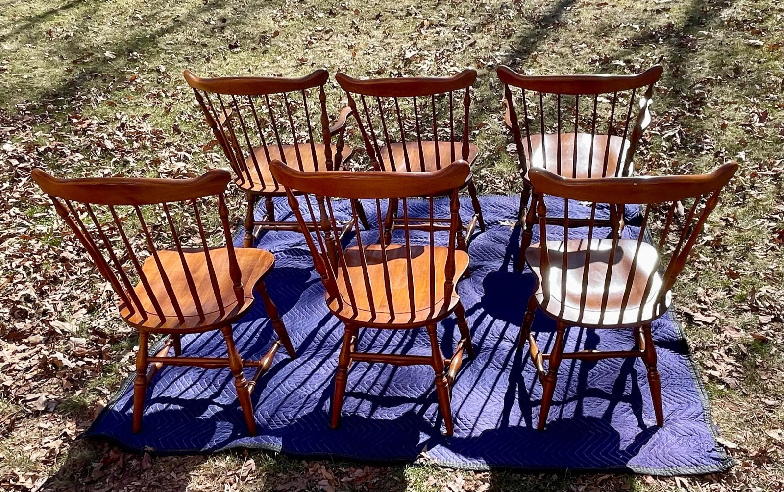 Late 20th Century L. Hitchcock Fan Back Windsor Dining Chairs Set of 6 - 4