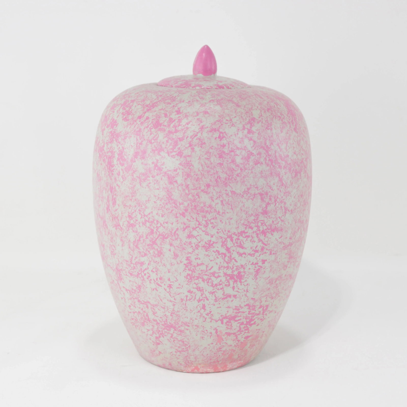 Pair of Pink and White Speckled Lidded Porcelain Jars – Modern Decorative Accent - 4