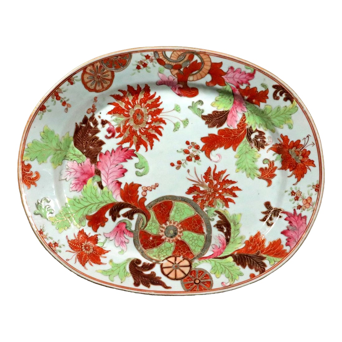 Opulent Botanicals: Chinese Export "Pseudo Tobacco Leaf" Oval Dish (1 of 7)