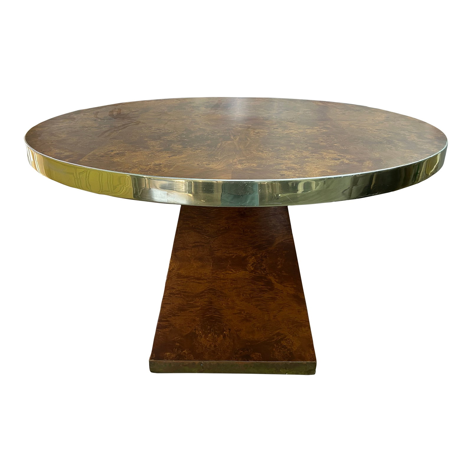 1970s Signed Pierre Cardin Burled and Brass Table (1 of 12)