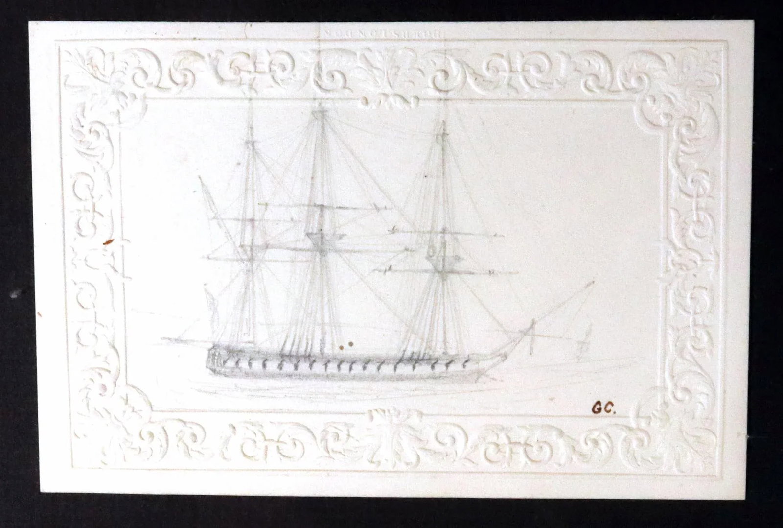 George Bryant Campion Royal Navy Ship Pencil Drawings, Framed Set of 4, C. 1830 - 2