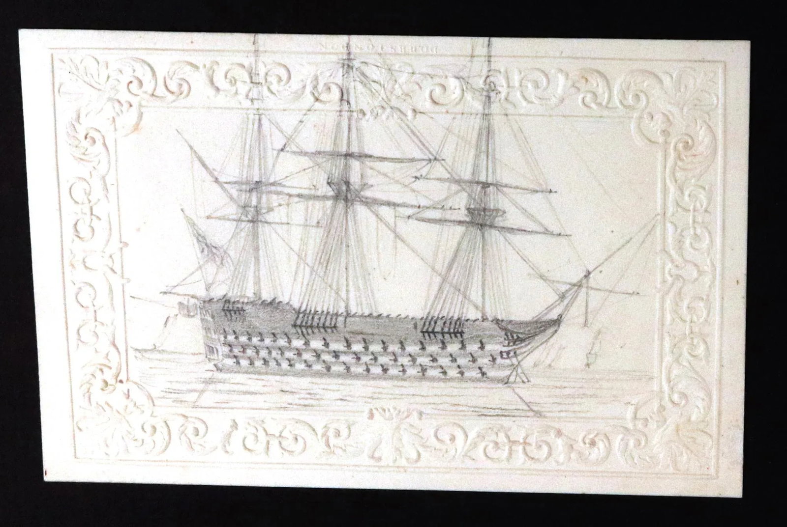 George Bryant Campion Royal Navy Ship Pencil Drawings, Framed Set of 4, C. 1830 - 3