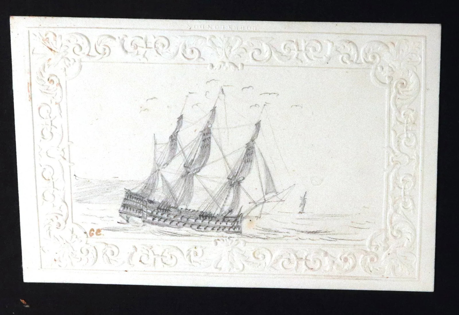 George Bryant Campion Royal Navy Ship Pencil Drawings, Framed Set of 4, C. 1830 - 4