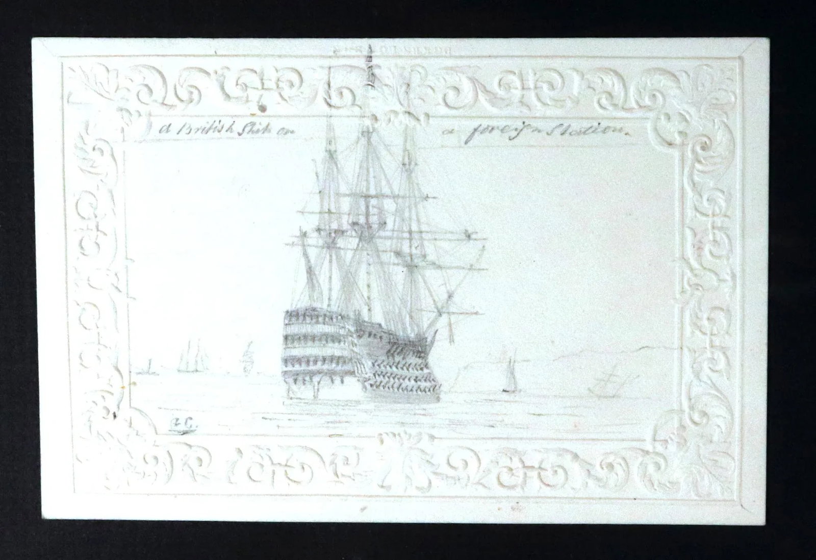 George Bryant Campion Royal Navy Ship Pencil Drawings, Framed Set of 4, C. 1830 - 6