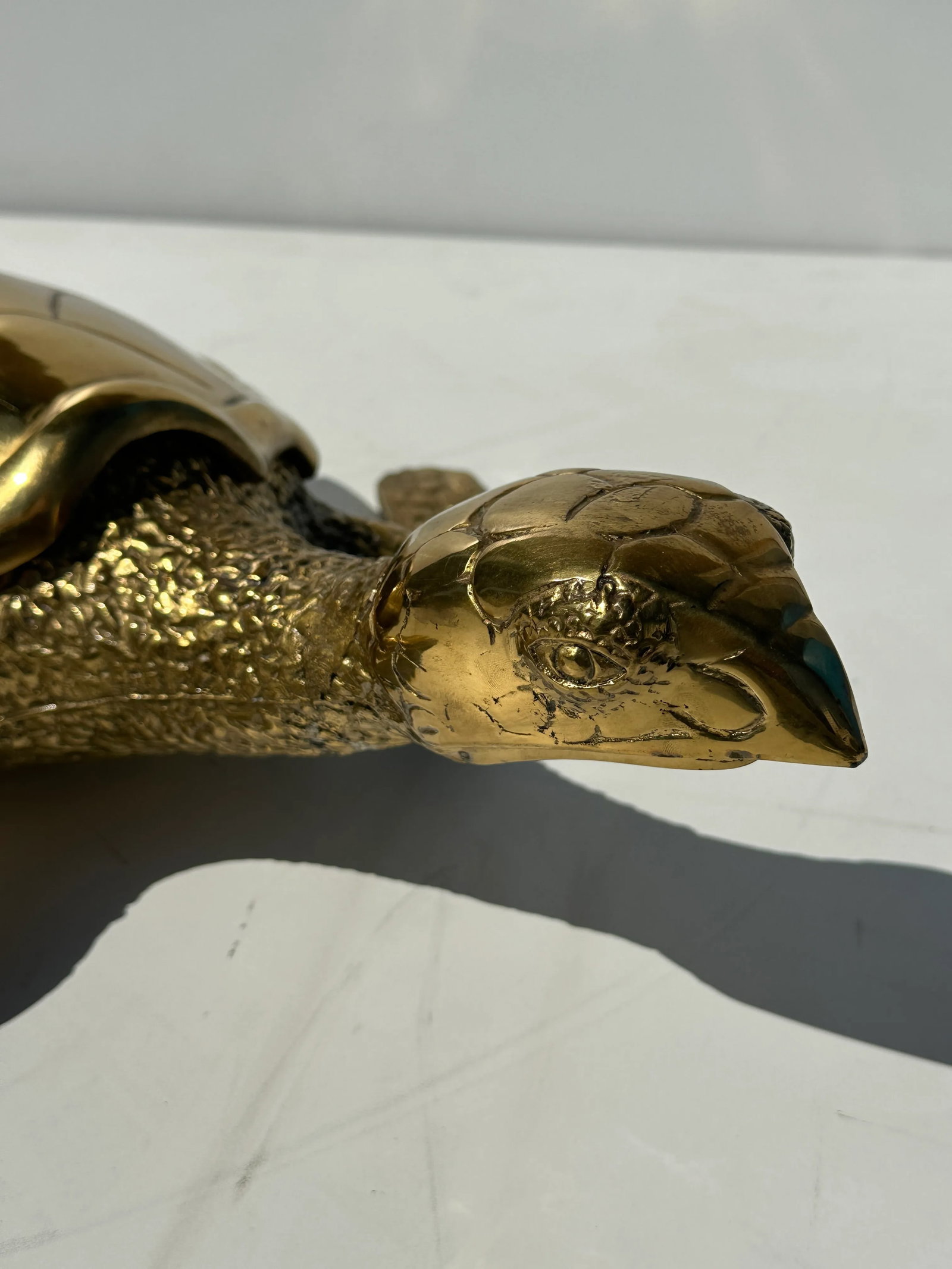 1970s Large Brass Turtle Hawksbill Sculpture Box - 10