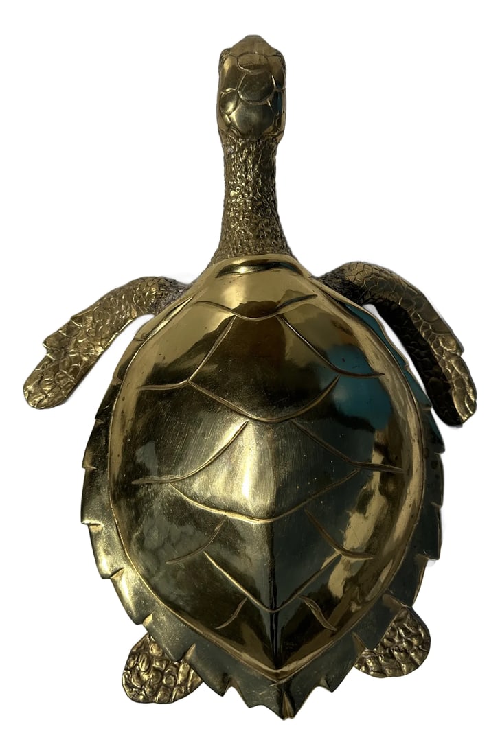 1970s Large Brass Turtle Hawksbill Sculpture Box (1 of 12)