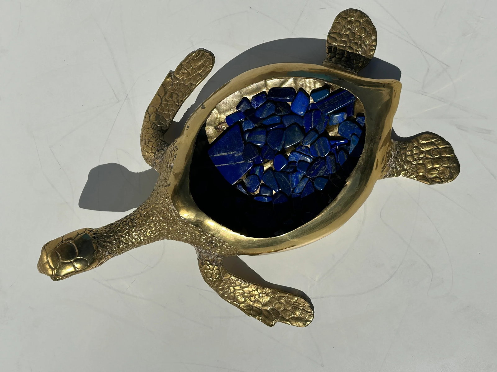 1970s Large Brass Turtle Hawksbill Sculpture Box - 3