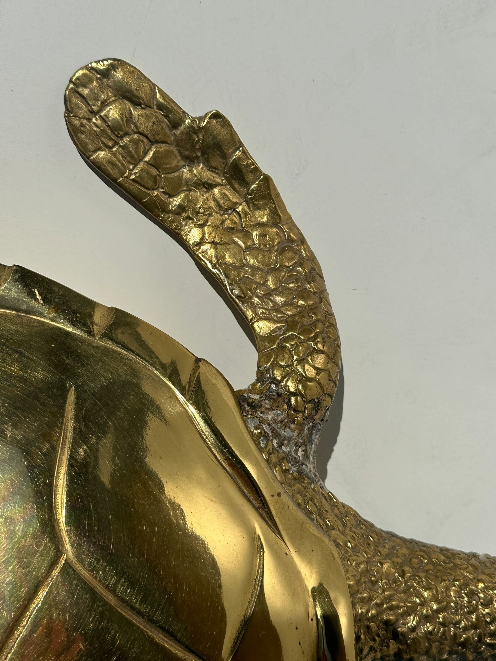 1970s Large Brass Turtle Hawksbill Sculpture Box - 7