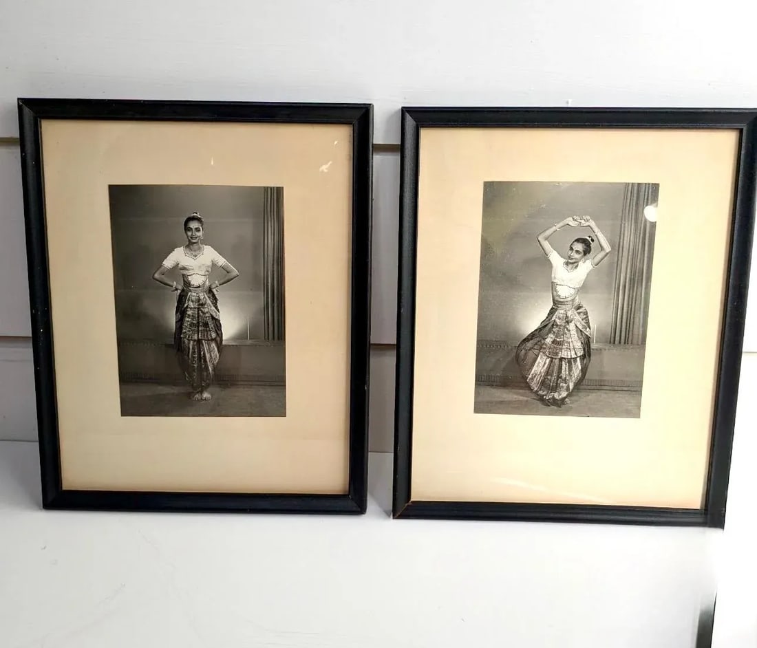 Antique Original Pair Framed Bellydancer Photographs - 2