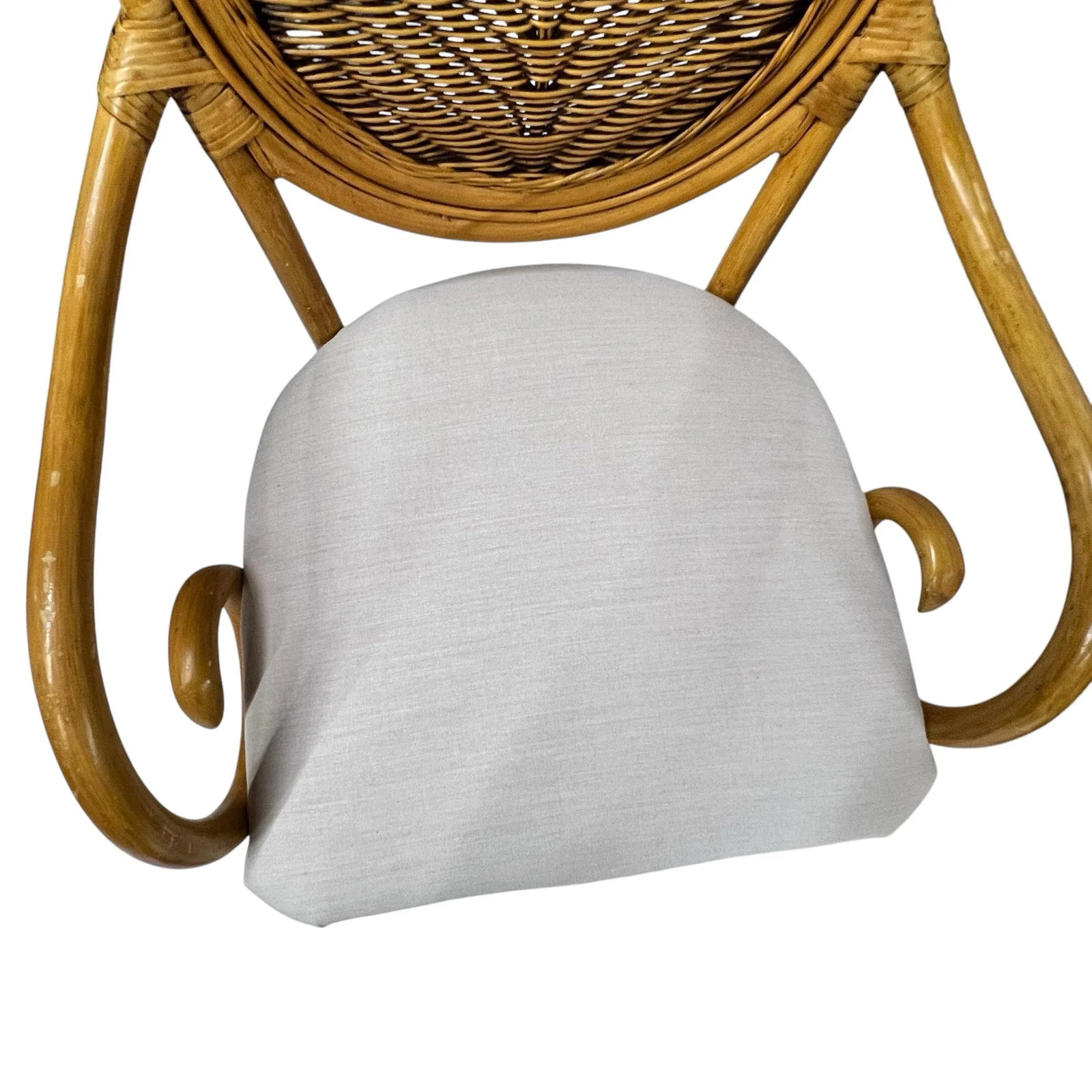 Rattan Glass Top Dining Table With 4 Balloon Back Chairs, New Sunbrella Fabric - Set of 5 - 8