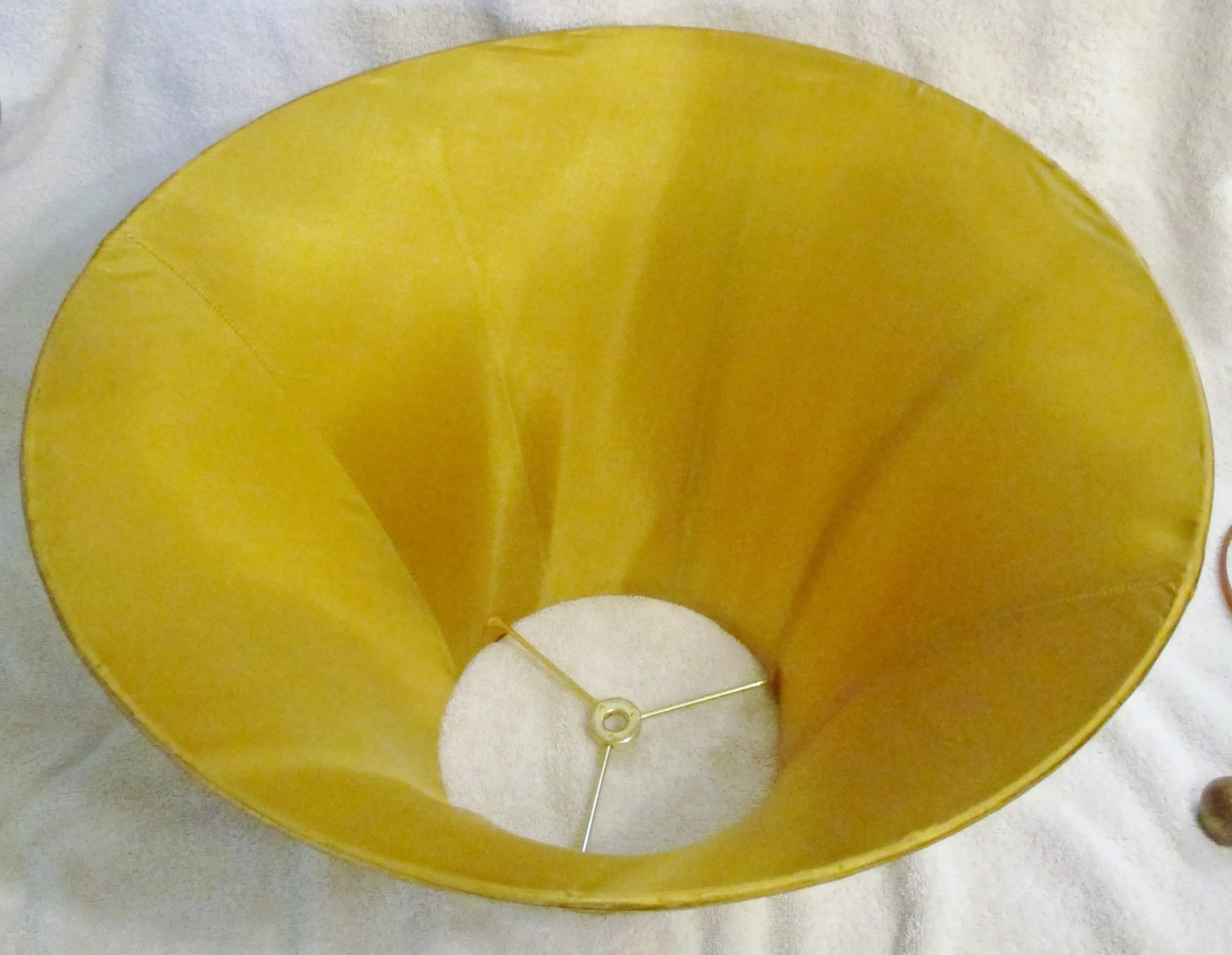 Large Brown With Painted Gold Peonies Orb Accent Lamp and Silk Gold Shade - 12