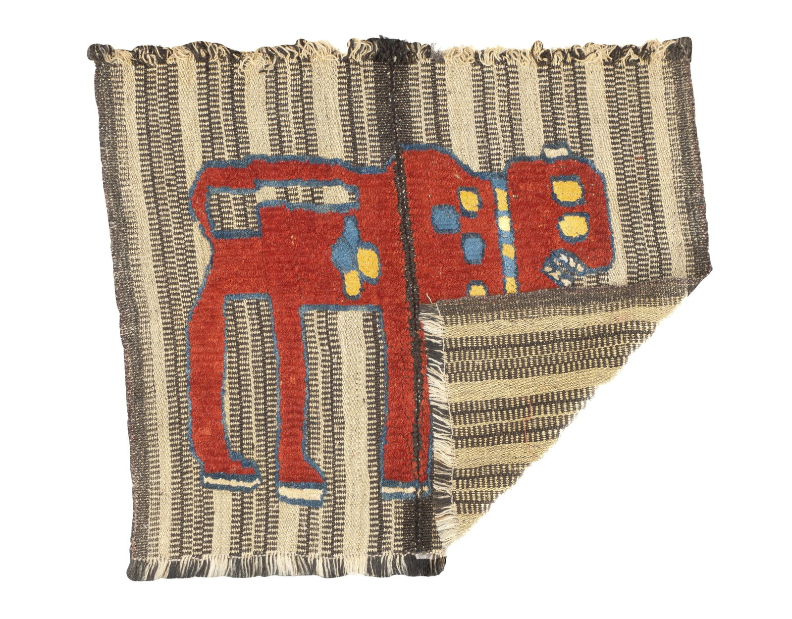 Antique Handwoven Gabbeh Palas Textile Art 3'3" X 3'10" - 2