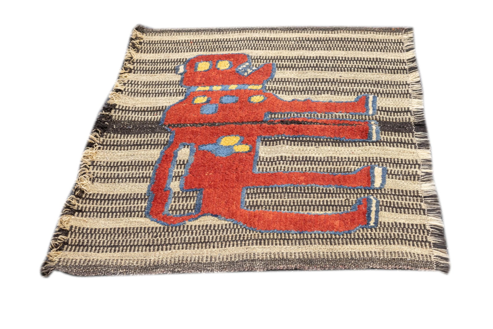 Antique Handwoven Gabbeh Palas Textile Art 3'3" X 3'10" - 3