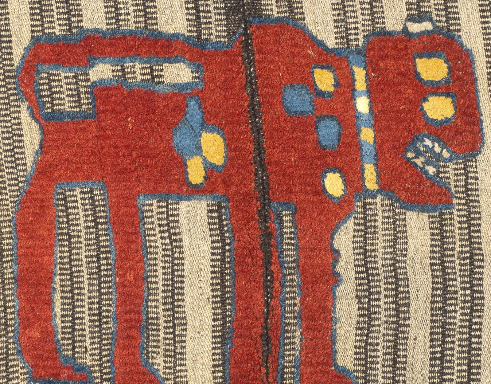 Antique Handwoven Gabbeh Palas Textile Art 3'3" X 3'10" - 5