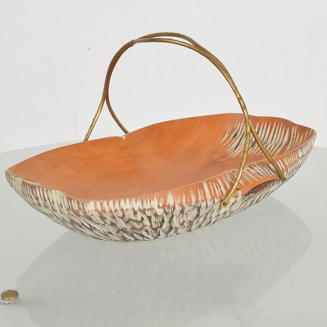 1960s Macabo Cusano Aldo Tura Carved Wood & Brass Serving Dish - 10