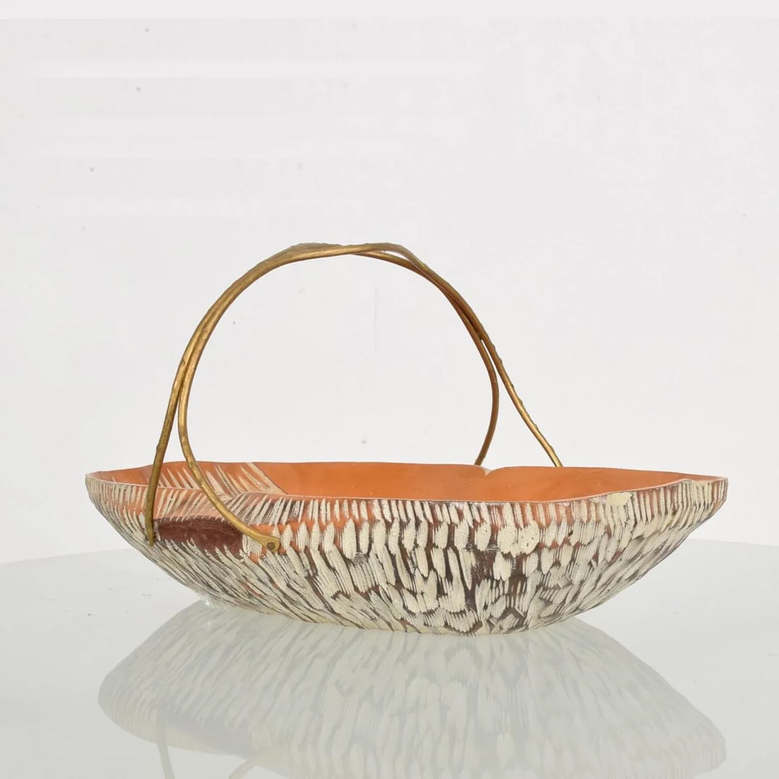 1960s Macabo Cusano Aldo Tura Carved Wood & Brass Serving Dish - 3