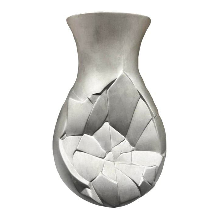 Dror Benshertrit for Rosenthal Germany, Vases of Phases Silver Porcelain Vase: Rare Silver edition of the Vases of Phases, 10.5". Vases of Phases symbolizes the experience of changes in life for the artist Dror Benshertrit. Accordingly, his development of the "Vases of Phases"