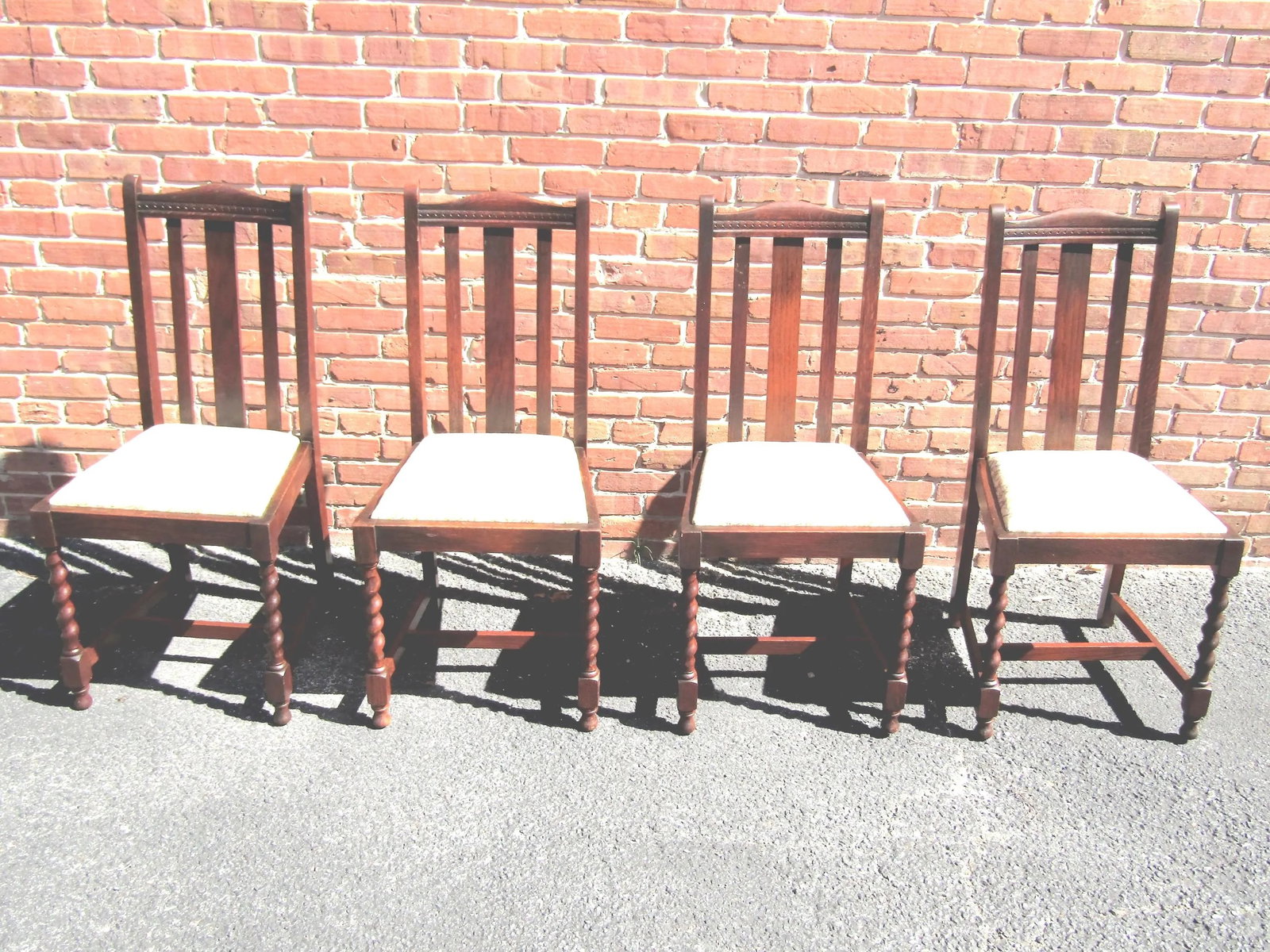 Classic English Dining Table & Set of Four English Solid-Oak Dining Chairs, With Barley Twist Legs a - 2