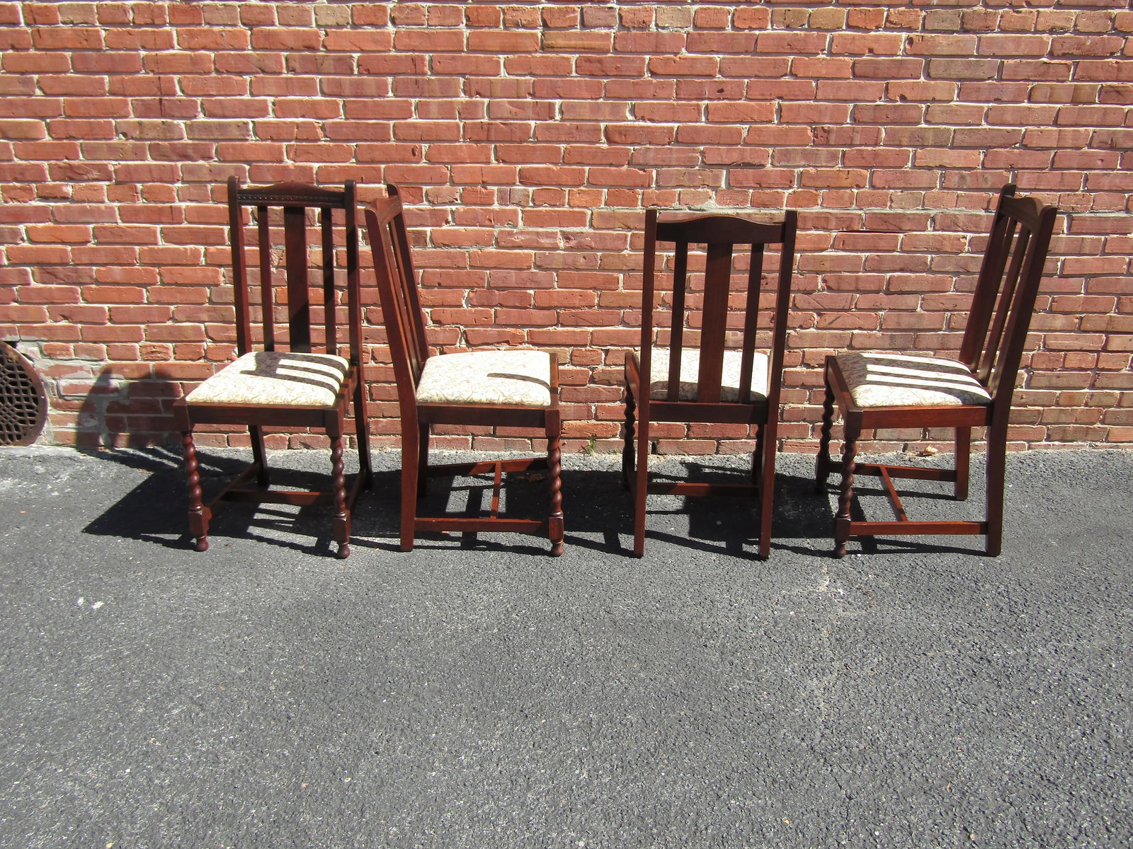 Classic English Dining Table & Set of Four English Solid-Oak Dining Chairs, With Barley Twist Legs a - 3
