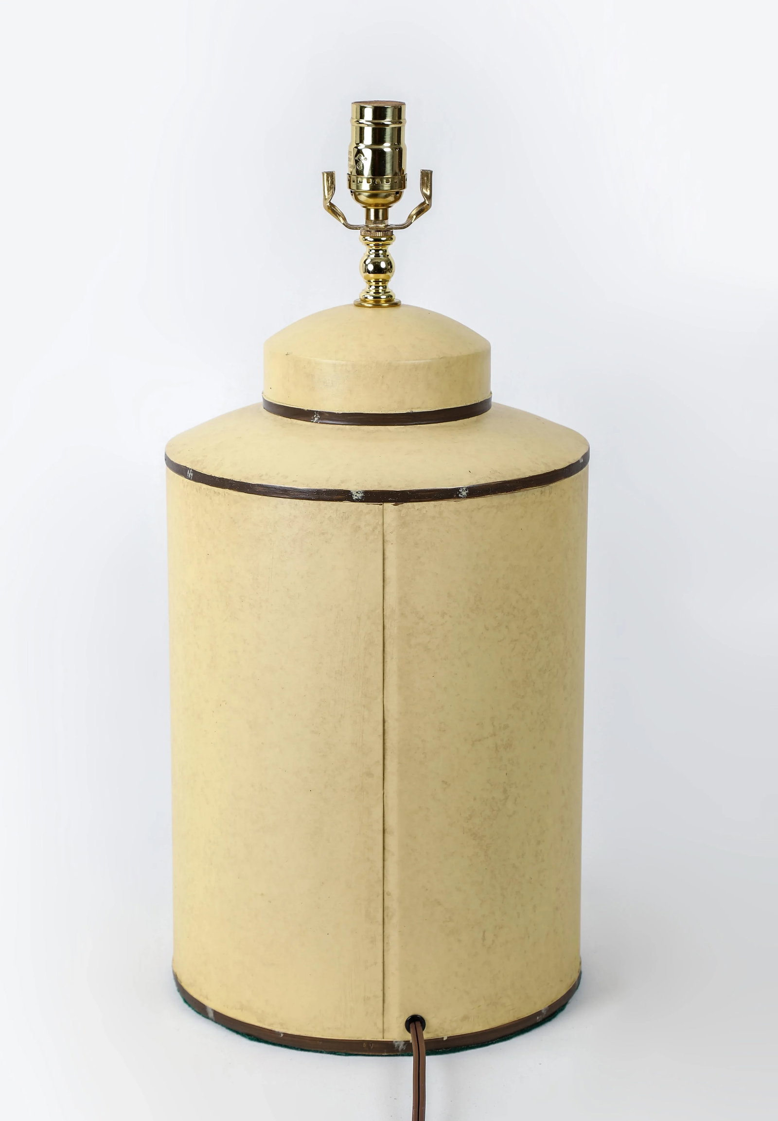 Vintage English Hand-Painted Landscape Tole Tea Caddy Table Lamp With Pavilion - 7