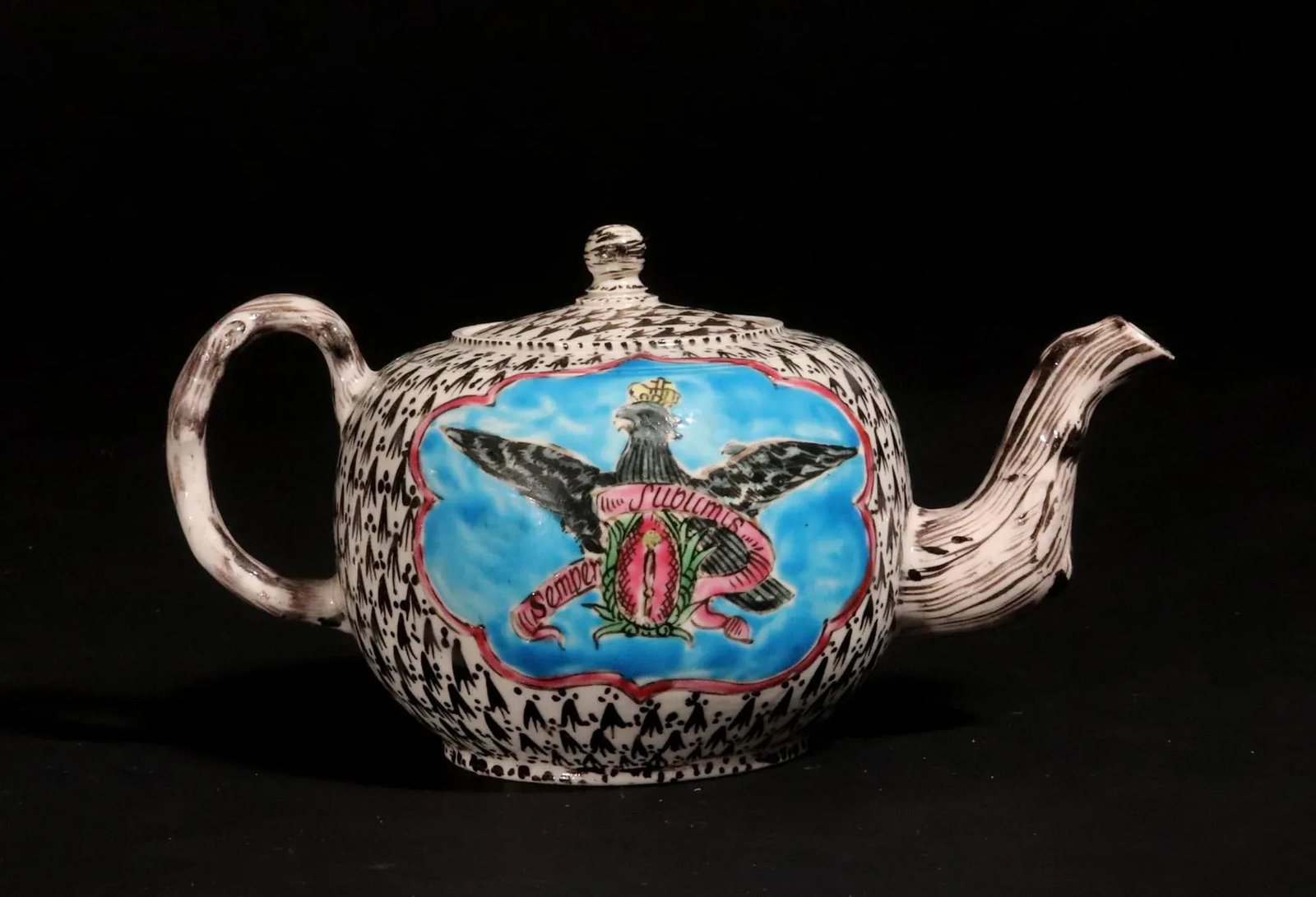 Saltglaze Teapot With Portrait of Frederick the Great of Prussia and the Prussian Eagle - 2