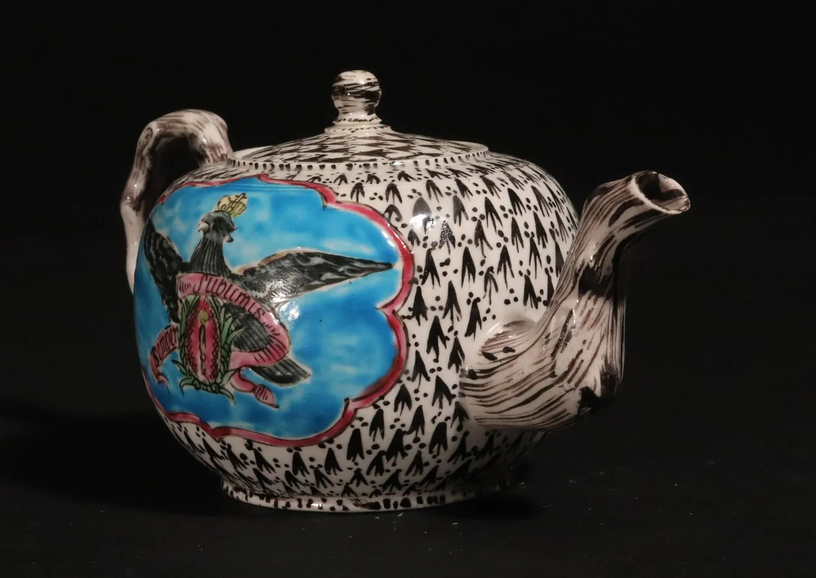 Saltglaze Teapot With Portrait of Frederick the Great of Prussia and the Prussian Eagle - 3