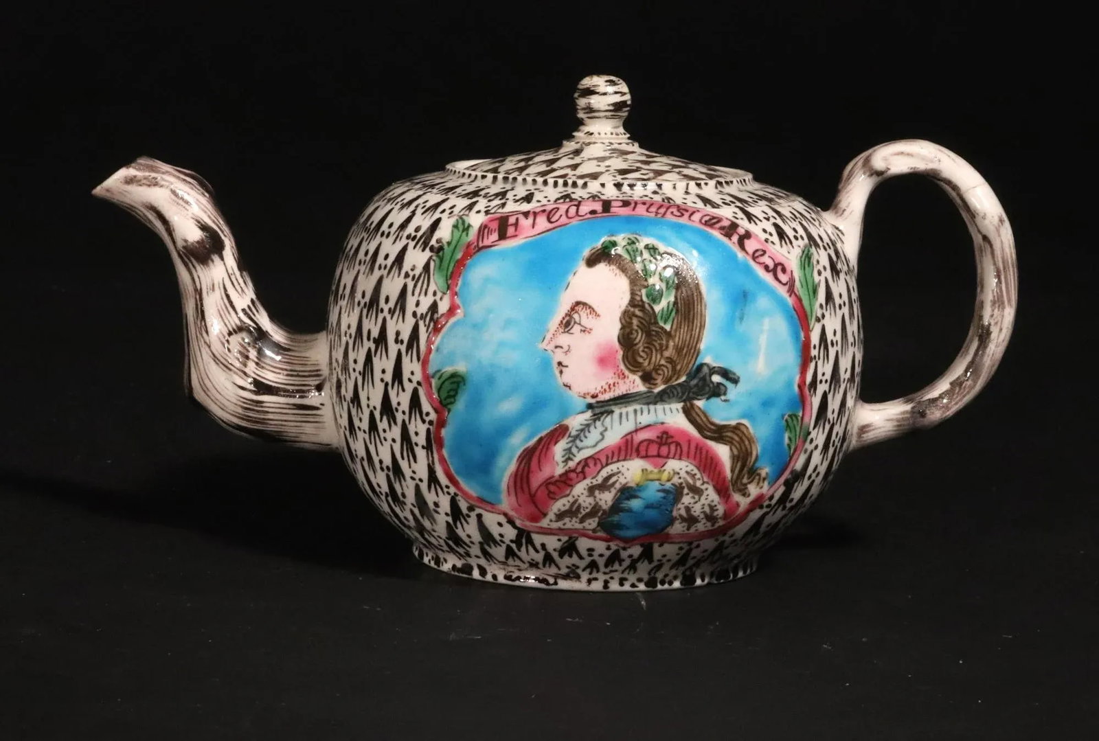 Saltglaze Teapot With Portrait of Frederick the Great of Prussia and the Prussian Eagle - 4