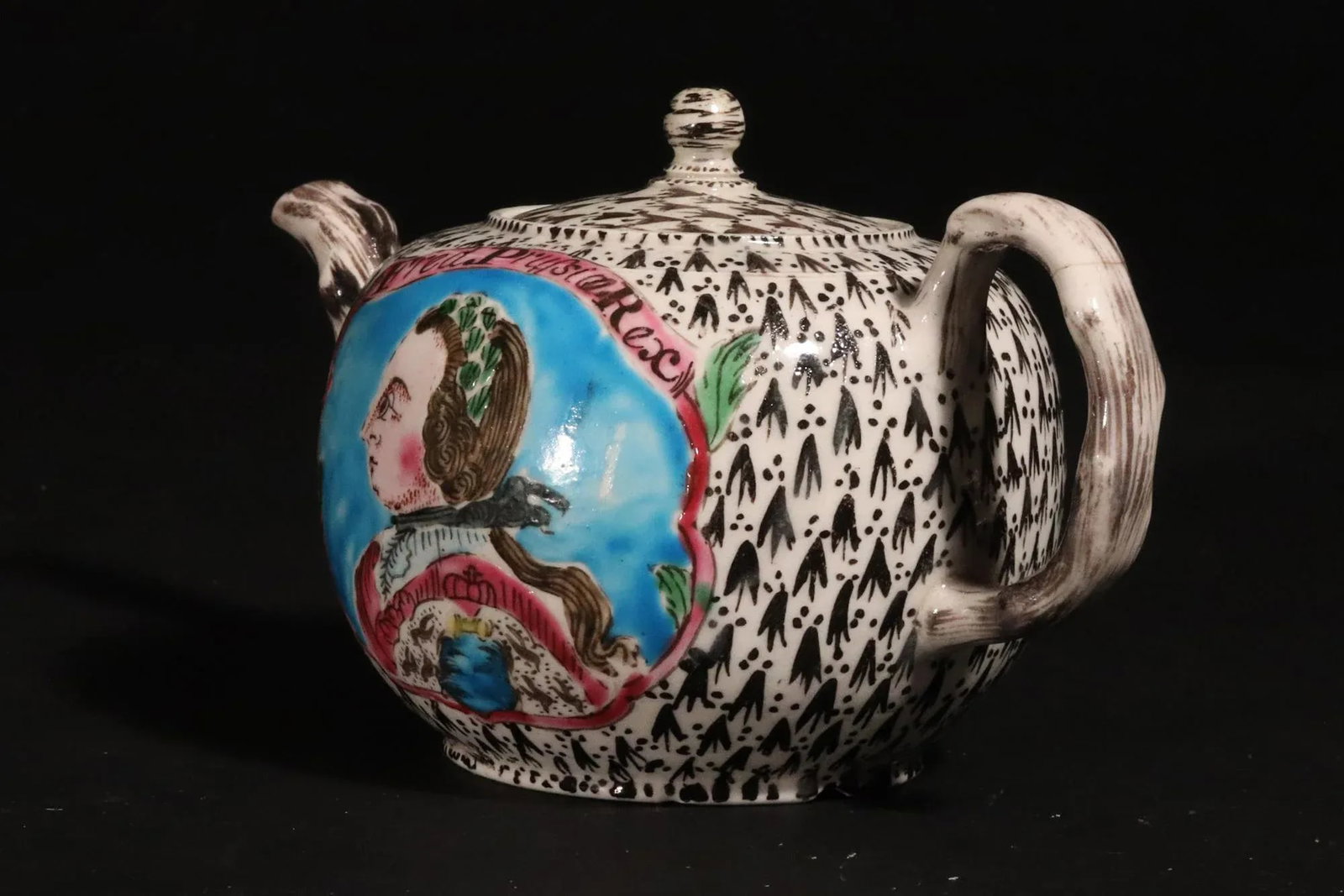 Saltglaze Teapot With Portrait of Frederick the Great of Prussia and the Prussian Eagle - 6