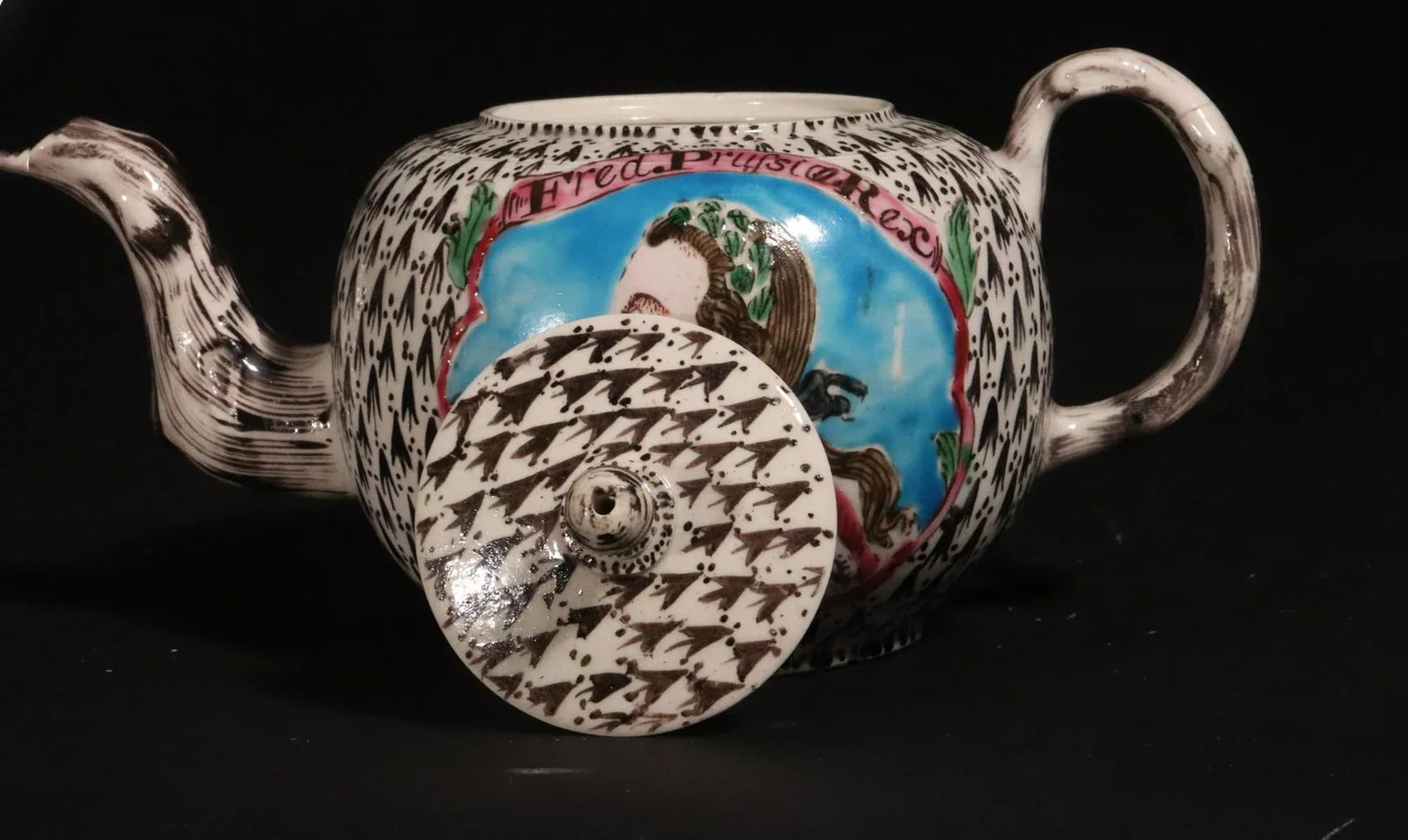 Saltglaze Teapot With Portrait of Frederick the Great of Prussia and the Prussian Eagle - 7