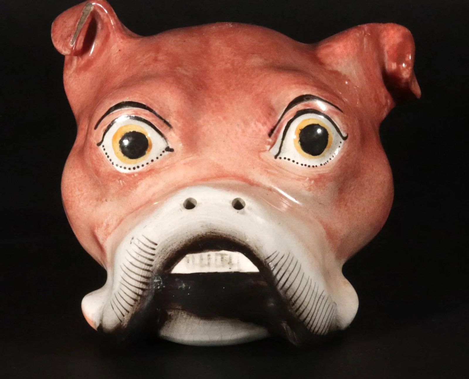 Staffordshire Pottery Bulldog Stirrup Cup - 3