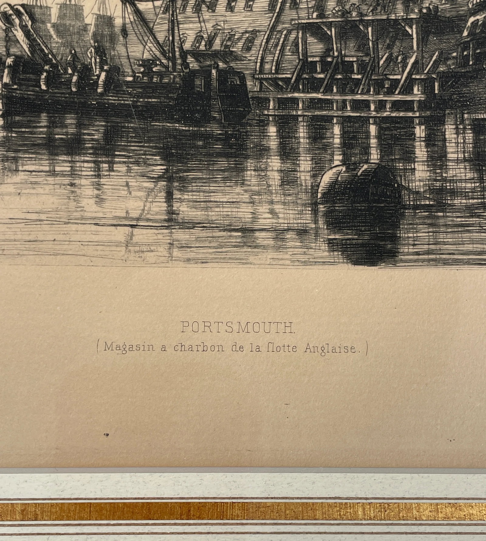 Auguste Ballin Etching Portsmouth Queen C. 19th Century., Framed - 8