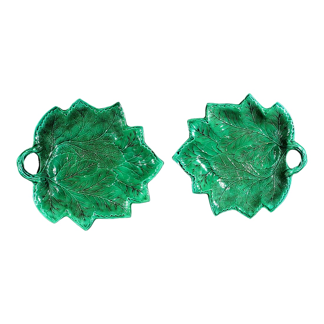 English Pottery Greenware Leaf Dishes, Brameld- A Pair (1 of 7)