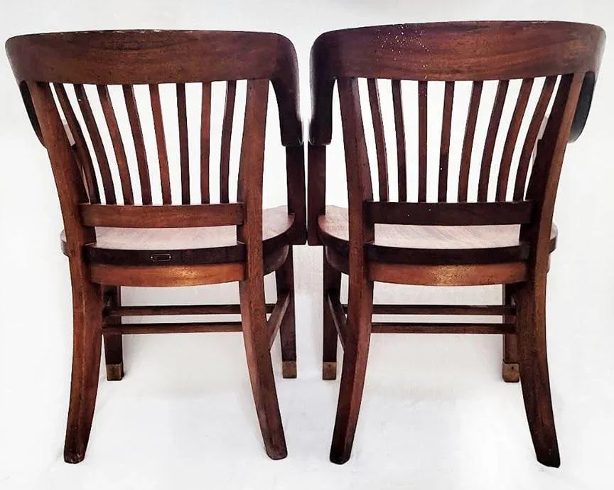 Antique Wooden Jury Chairs Utah State Legislature - Set of 2 Tagged & Numbered - 3