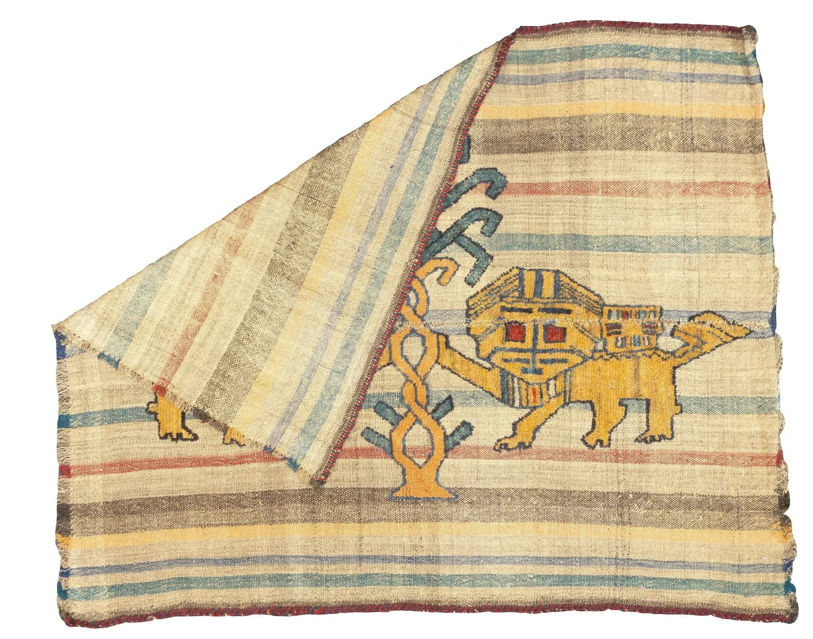 Antique Handwoven Gabbeh Palas Textile Art - 2