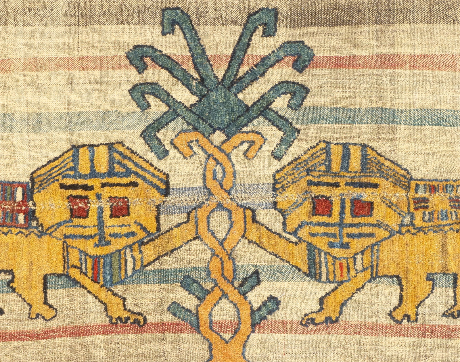 Antique Handwoven Gabbeh Palas Textile Art - 3