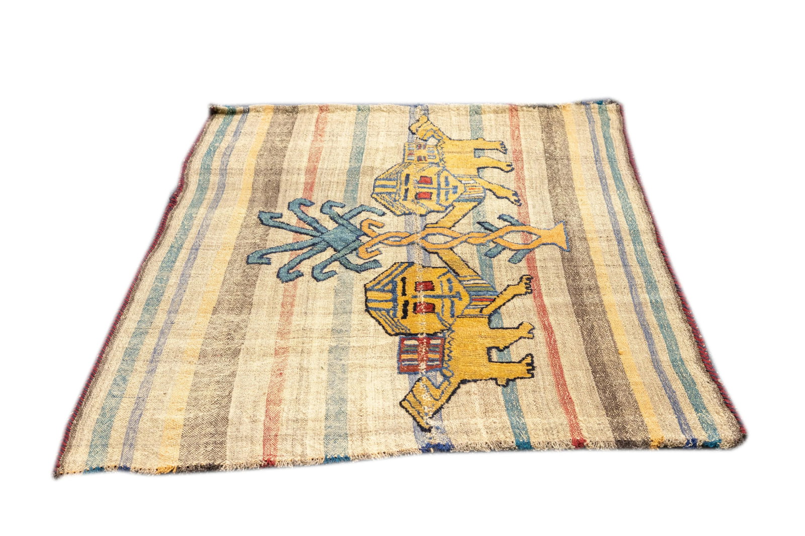 Antique Handwoven Gabbeh Palas Textile Art - 7