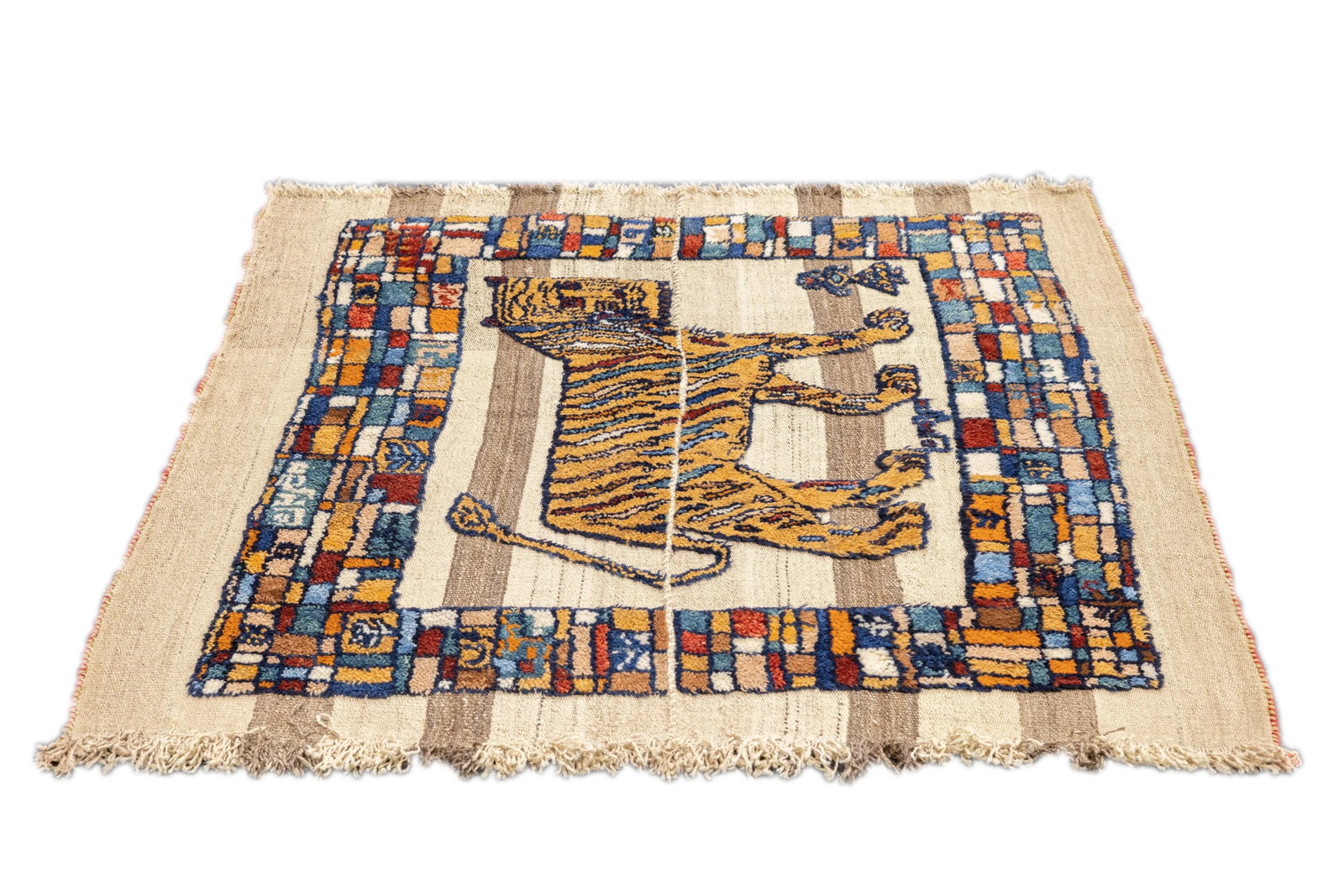 Antique Handwoven Gabbeh Palas Textile Art - 4