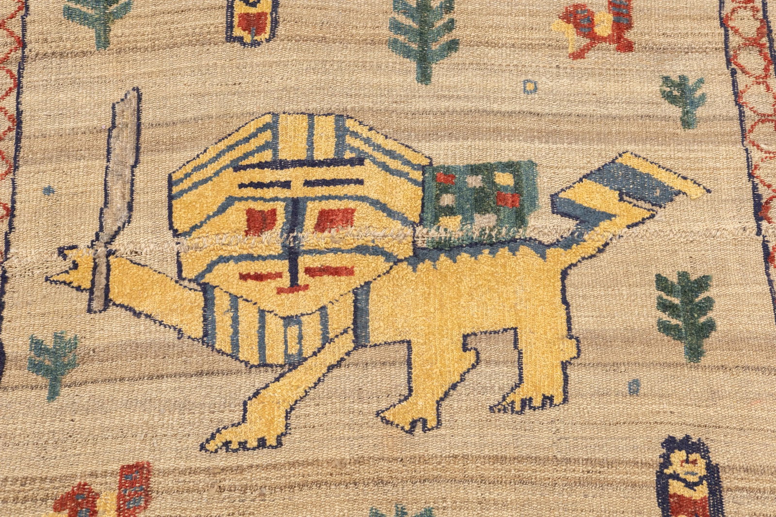 Antique Handwoven Gabbeh Palas Textile Art - 10