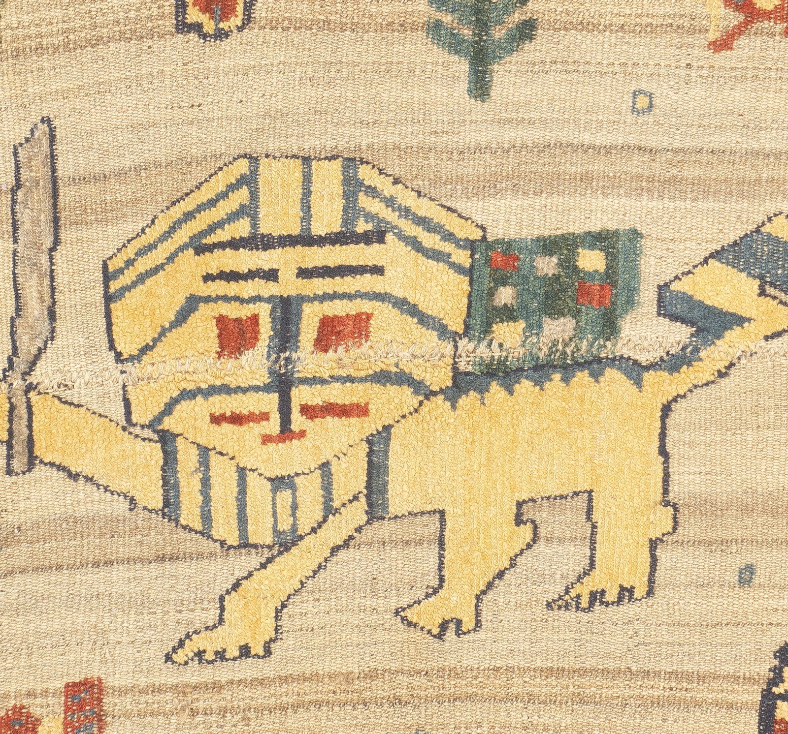 Antique Handwoven Gabbeh Palas Textile Art - 4