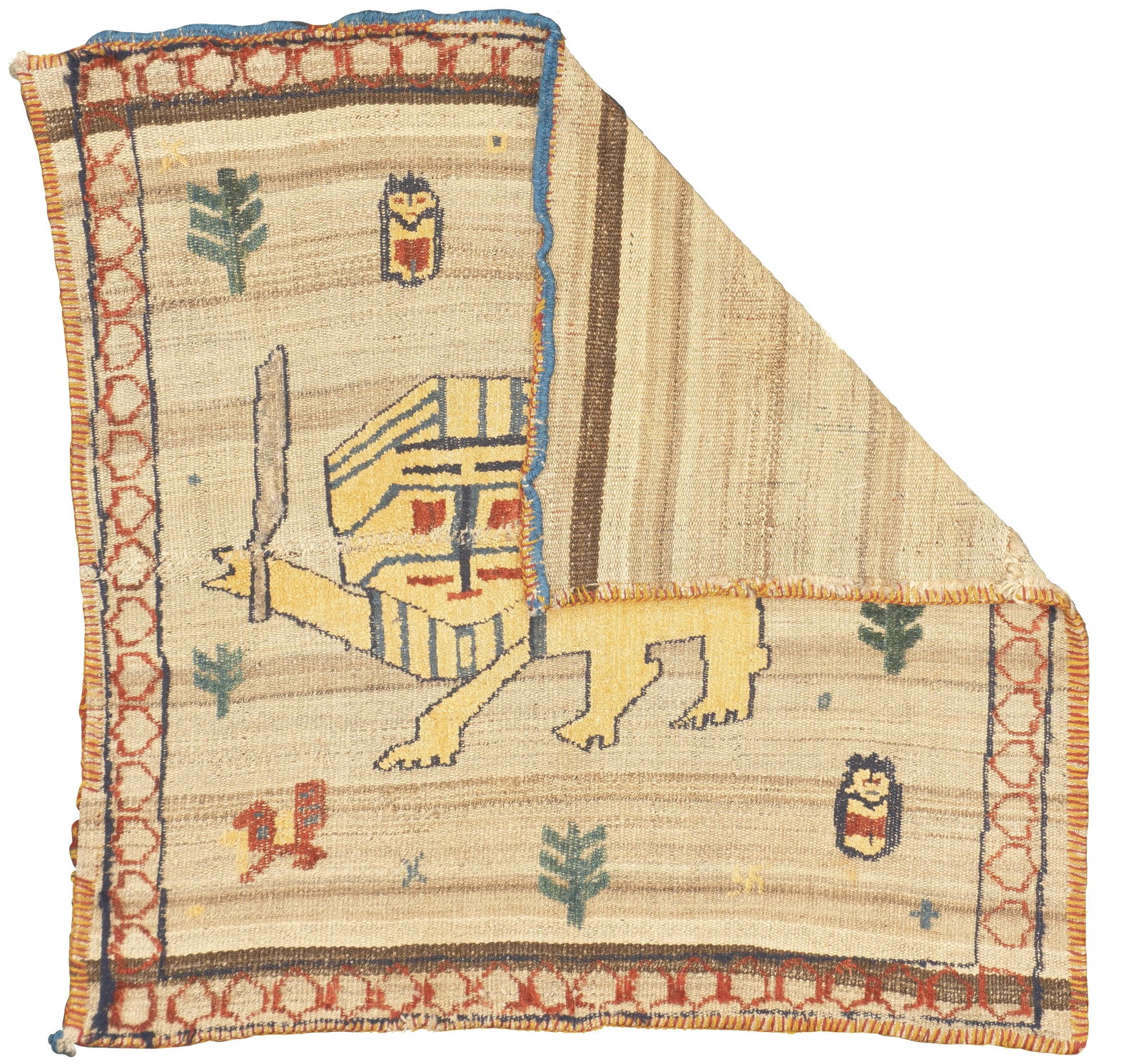 Antique Handwoven Gabbeh Palas Textile Art - 6