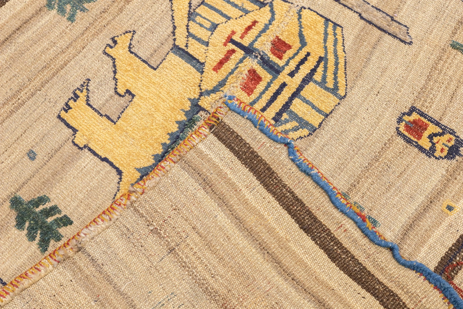 Antique Handwoven Gabbeh Palas Textile Art - 7