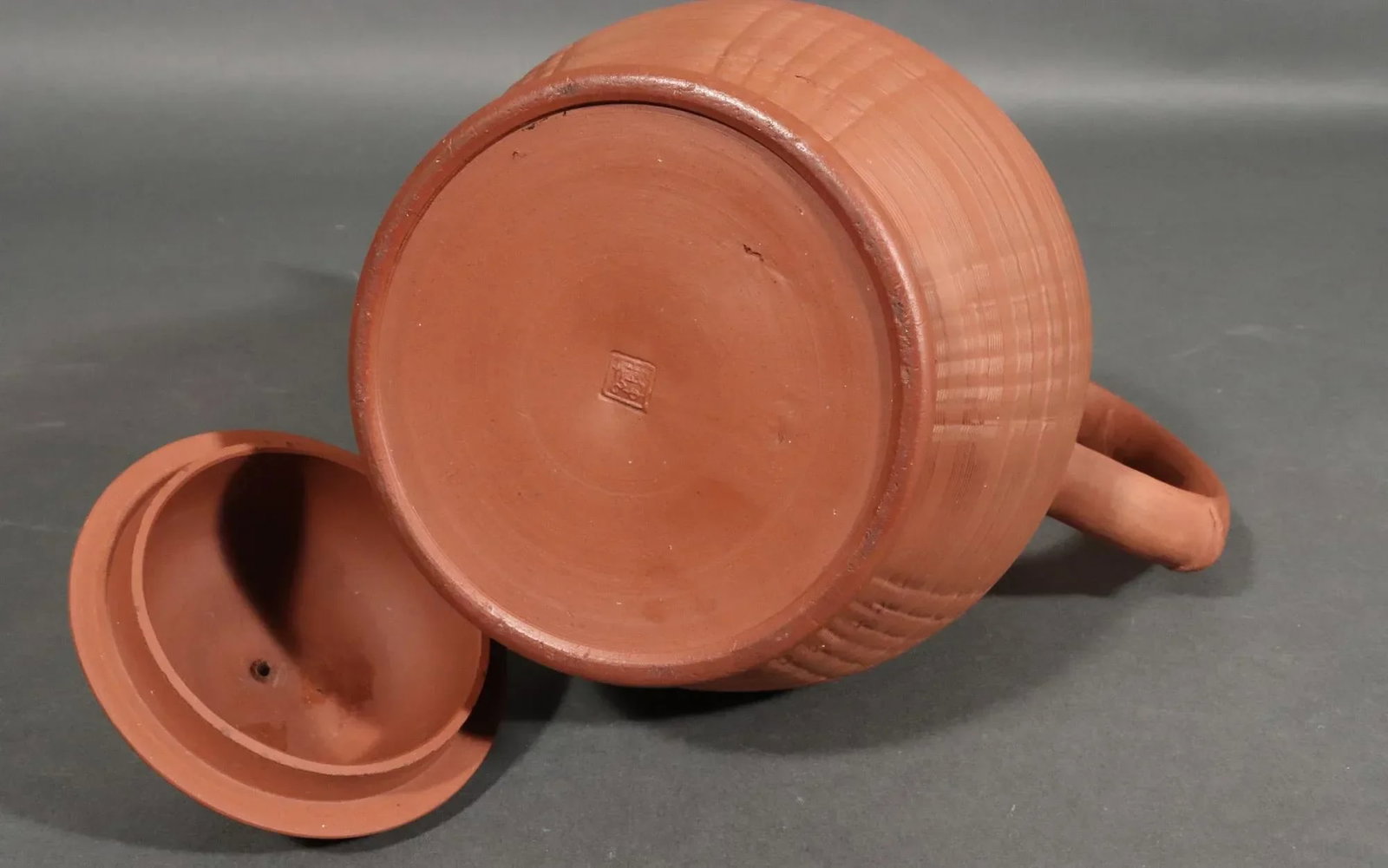English Stoneware Pottery Redware Engine Turned Coffee Pot - 2