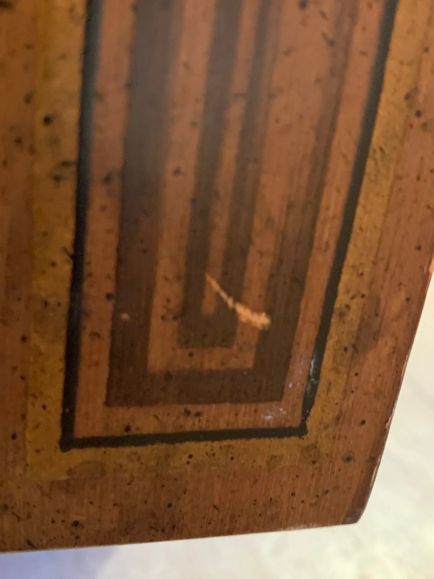 Inlaid Wood Rectangular End Table With Geometric Decoration - 12