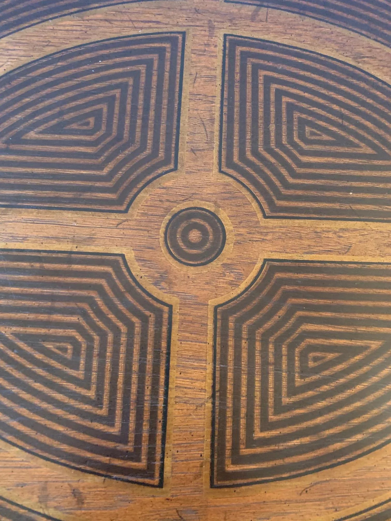Inlaid Wood Rectangular End Table With Geometric Decoration - 4