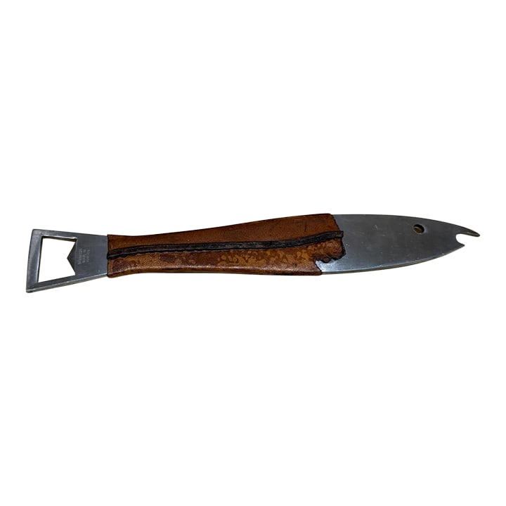 Original Carl Aubock Neptune Fish Bottle Opener Leather Handle Austria Mid Century (1 of 8)