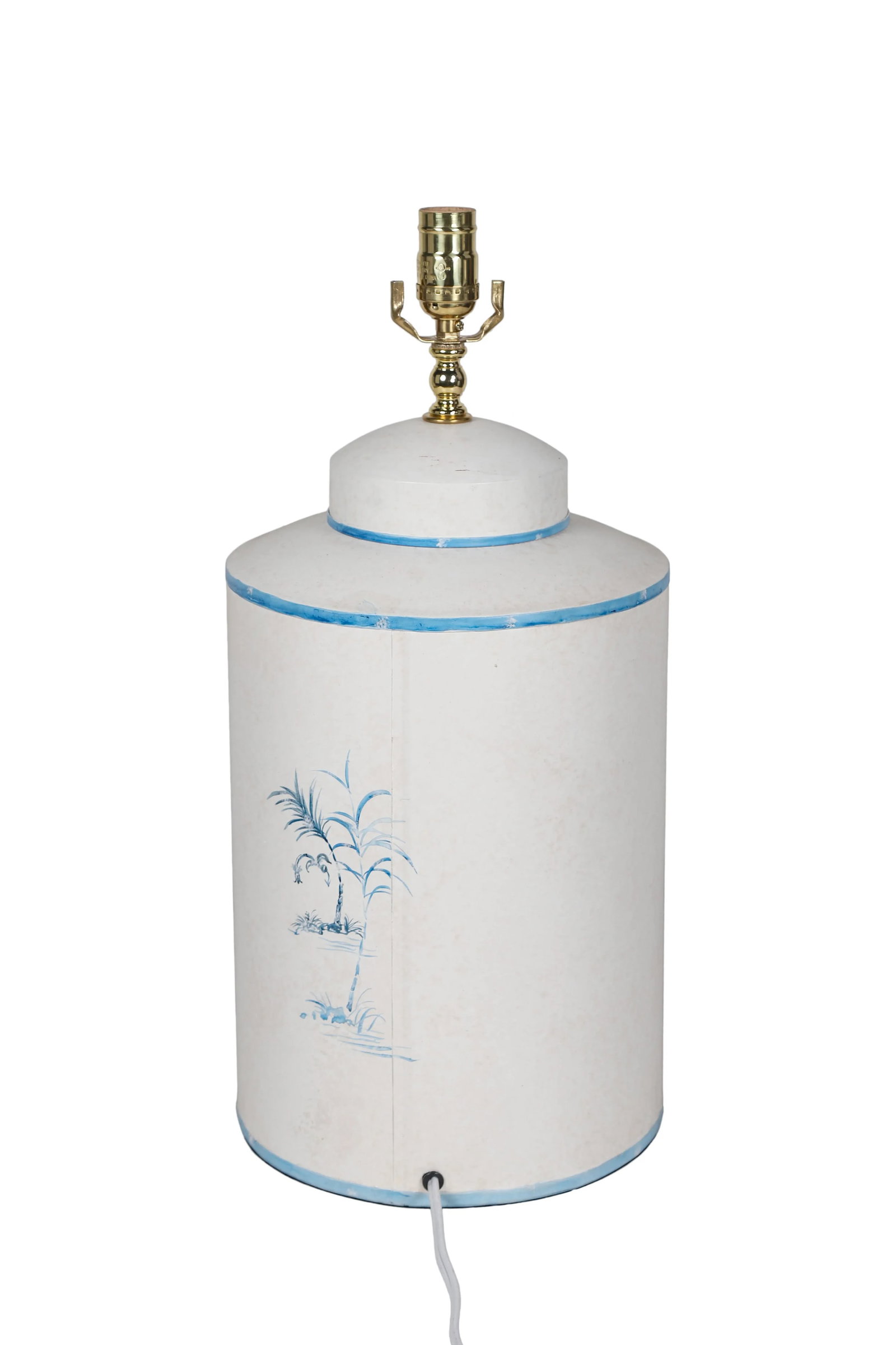 Vintage English Export Tea Caddy Hand-Painted Chinoiserie Figurines Table Lamp - 6