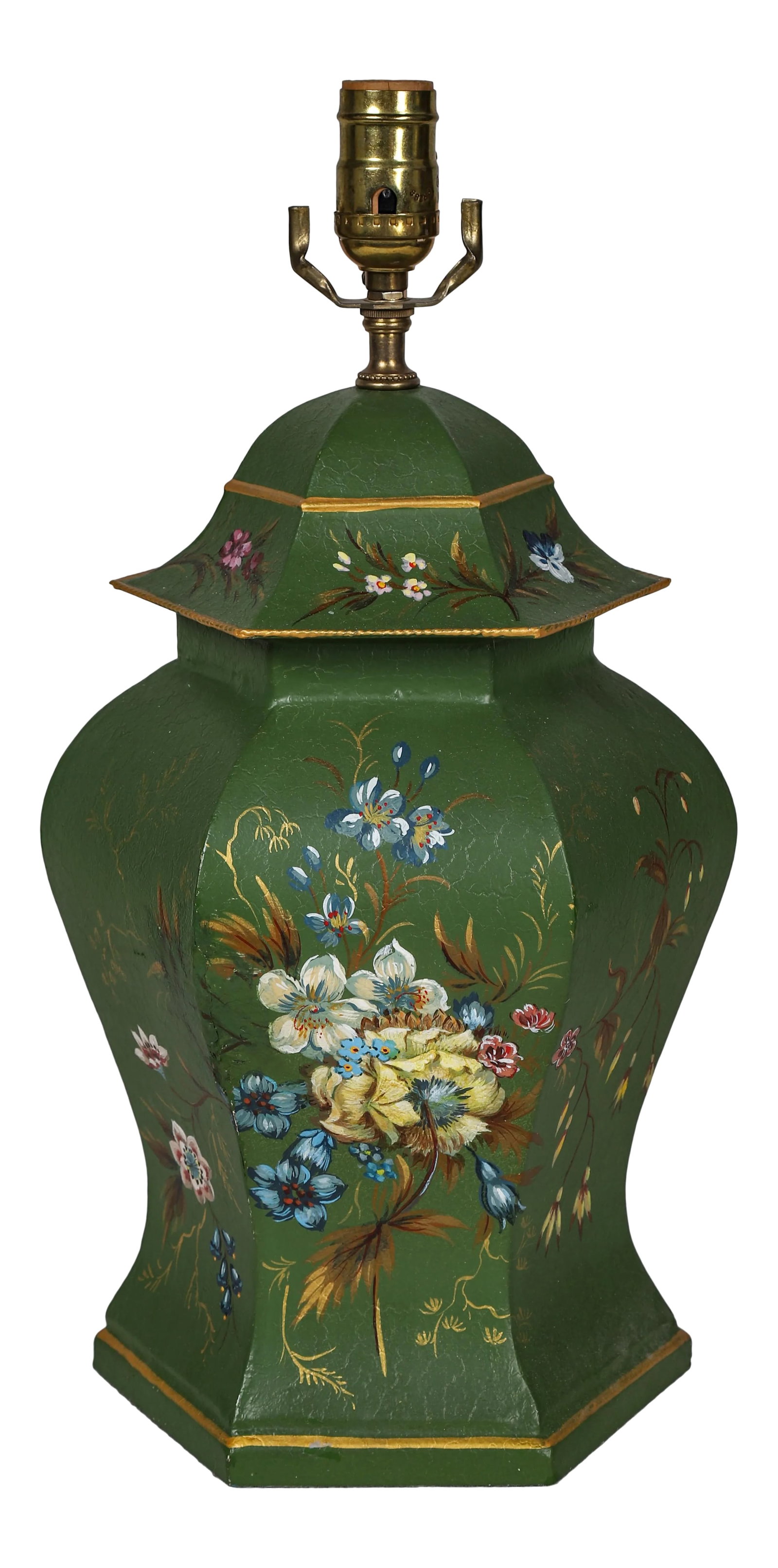 Vintage Hand-Painted Tole Temple Jar Table Lamp (1 of 9)
