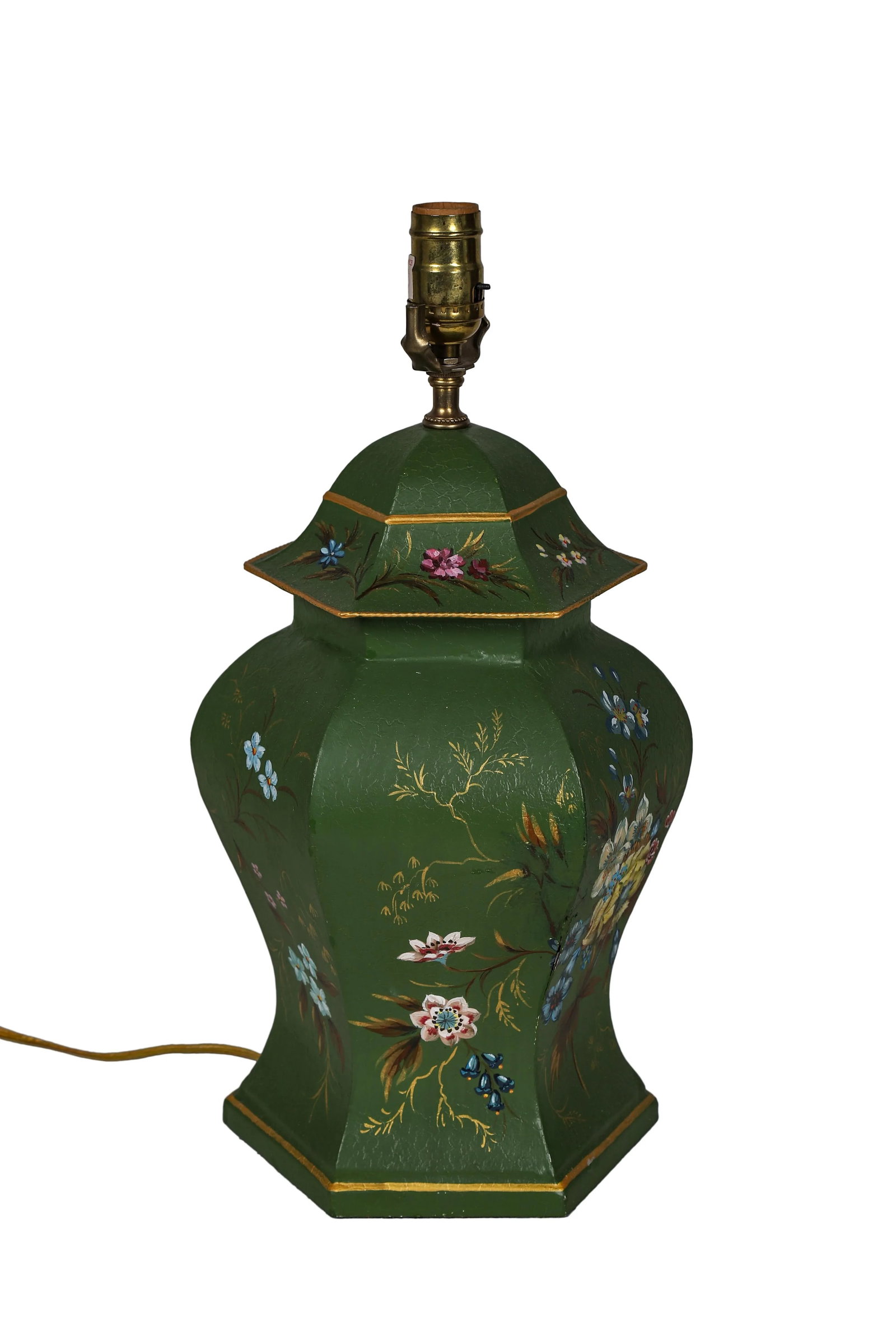 Vintage Hand-Painted Tole Temple Jar Table Lamp - 3